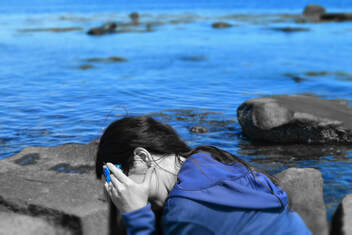 Praying woman in despair
